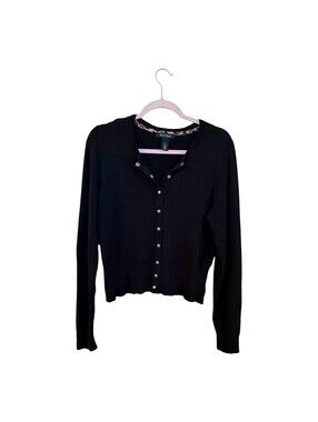 white house black market Black Sweater With Flax Buttons Sz. L